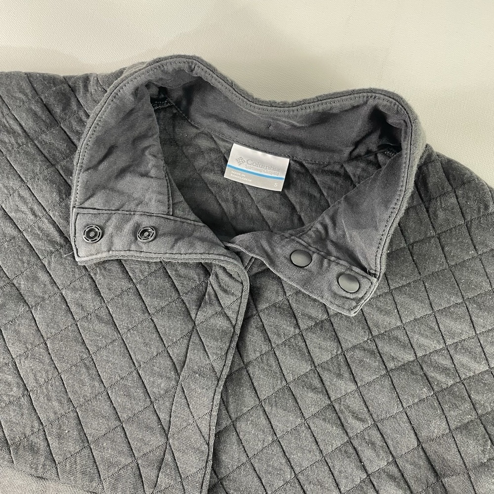 Columbia Jacket Womens Small Gray Quilted 1/4 Snap Sweatshirt Long Sleeve Ladies